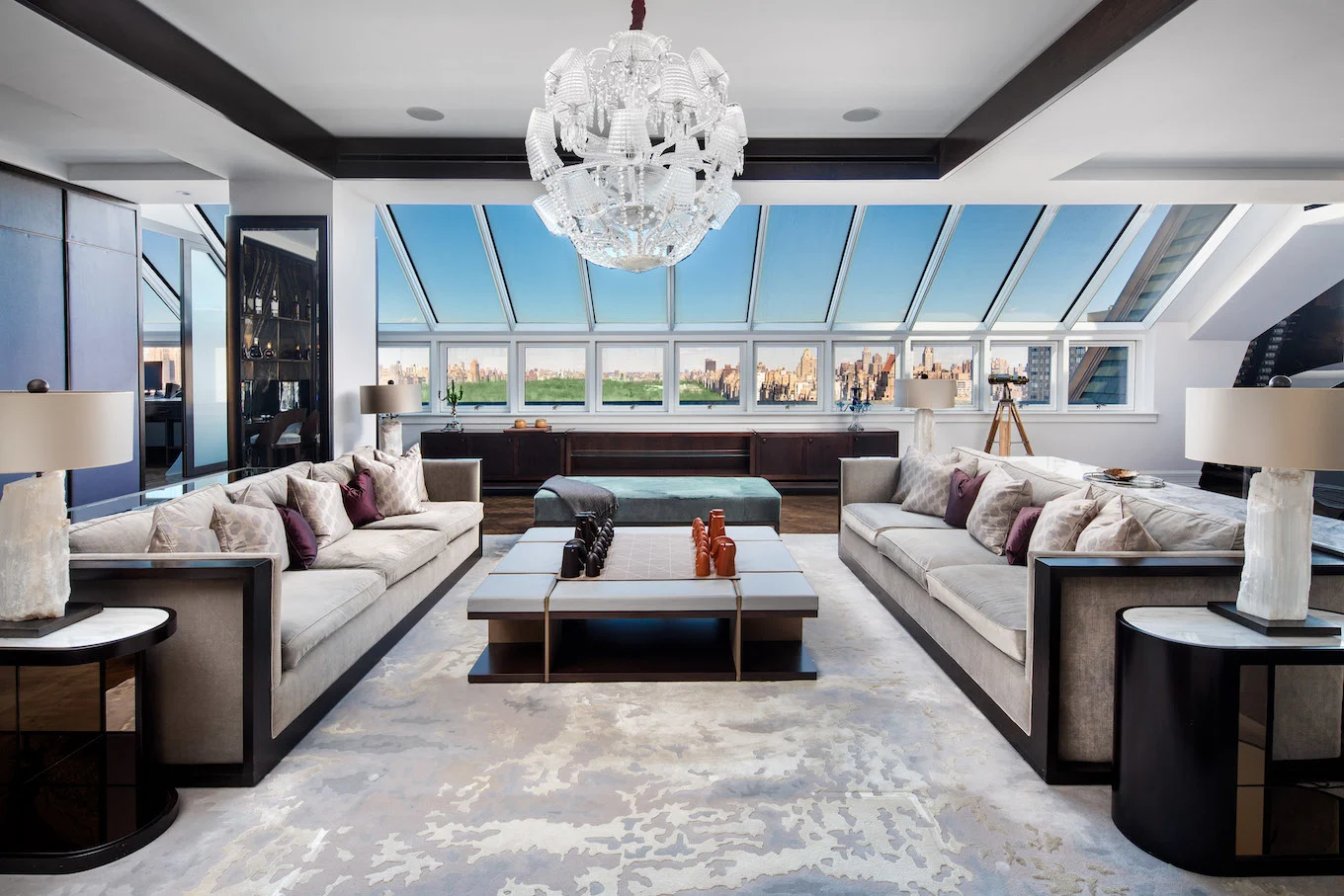 Conversation living room in penthouse