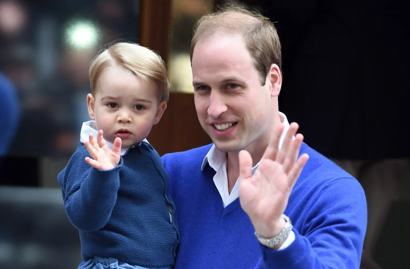 Prince George and Prince William waving