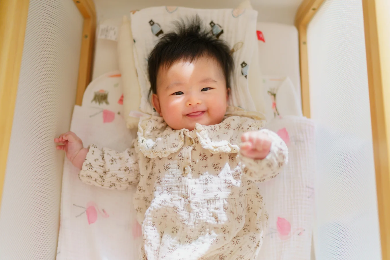 baby girl in crib