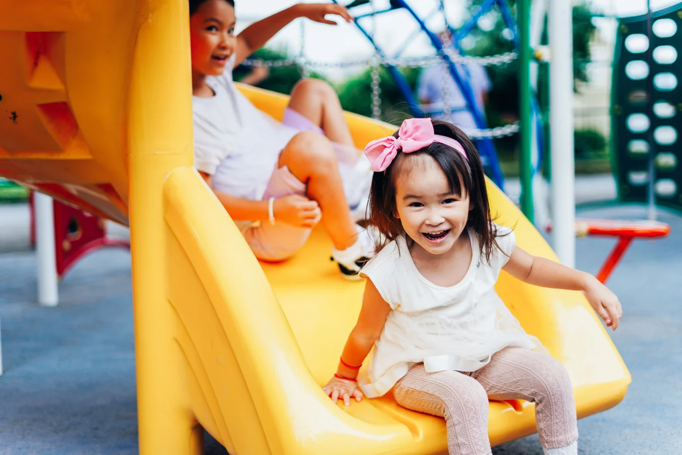 kids on a slide