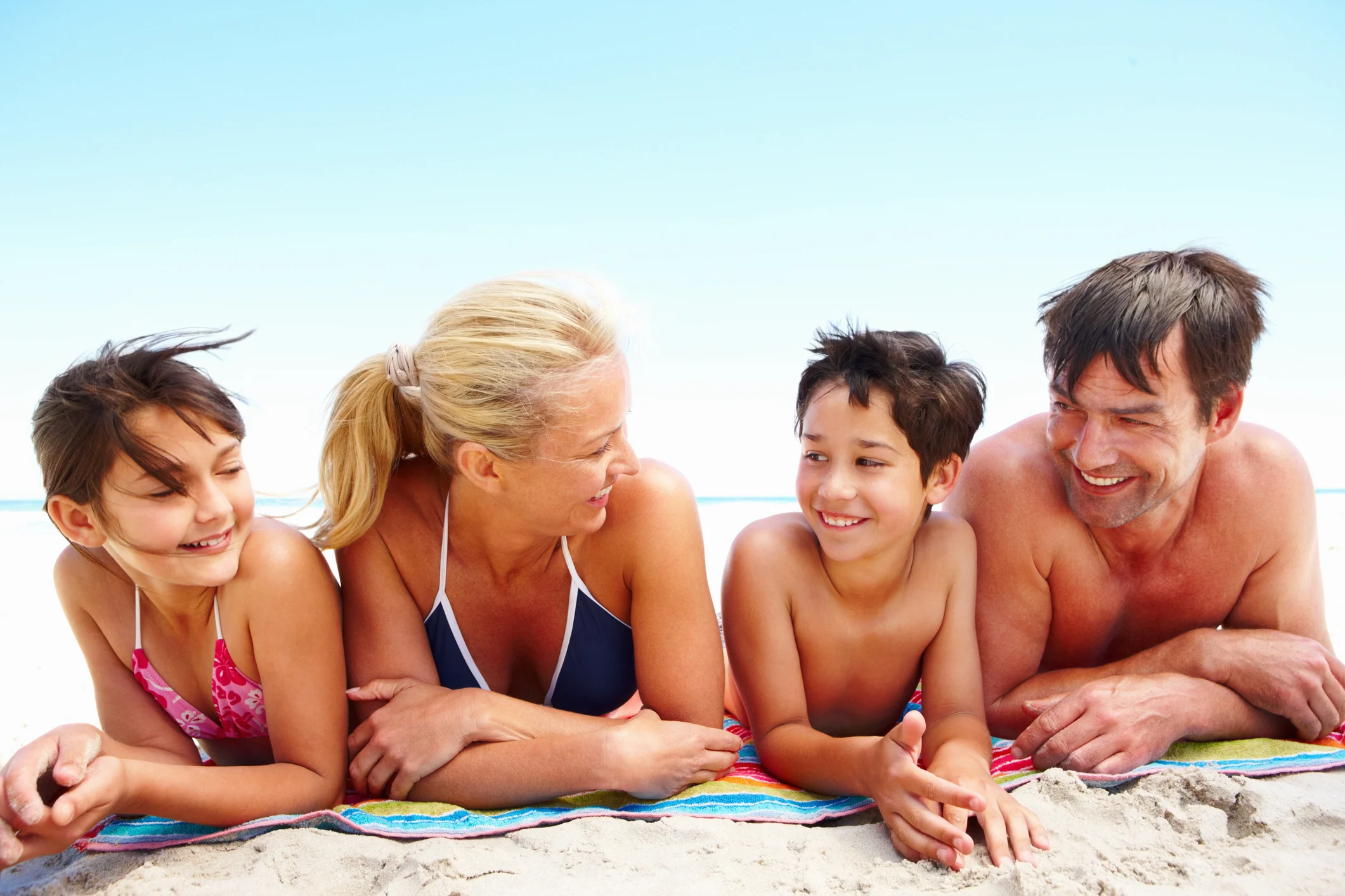 family on beach