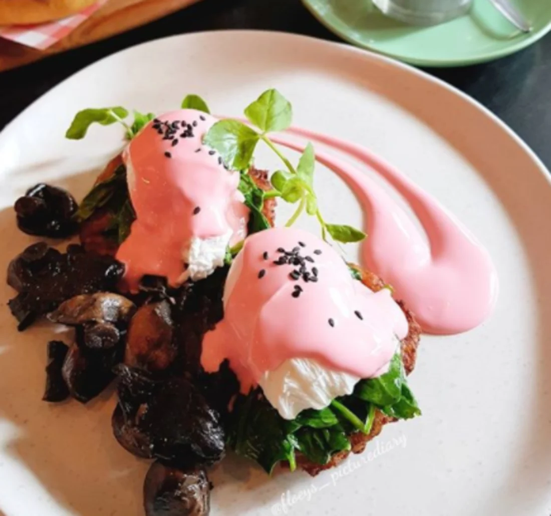 10. Pink Eggs Benedict