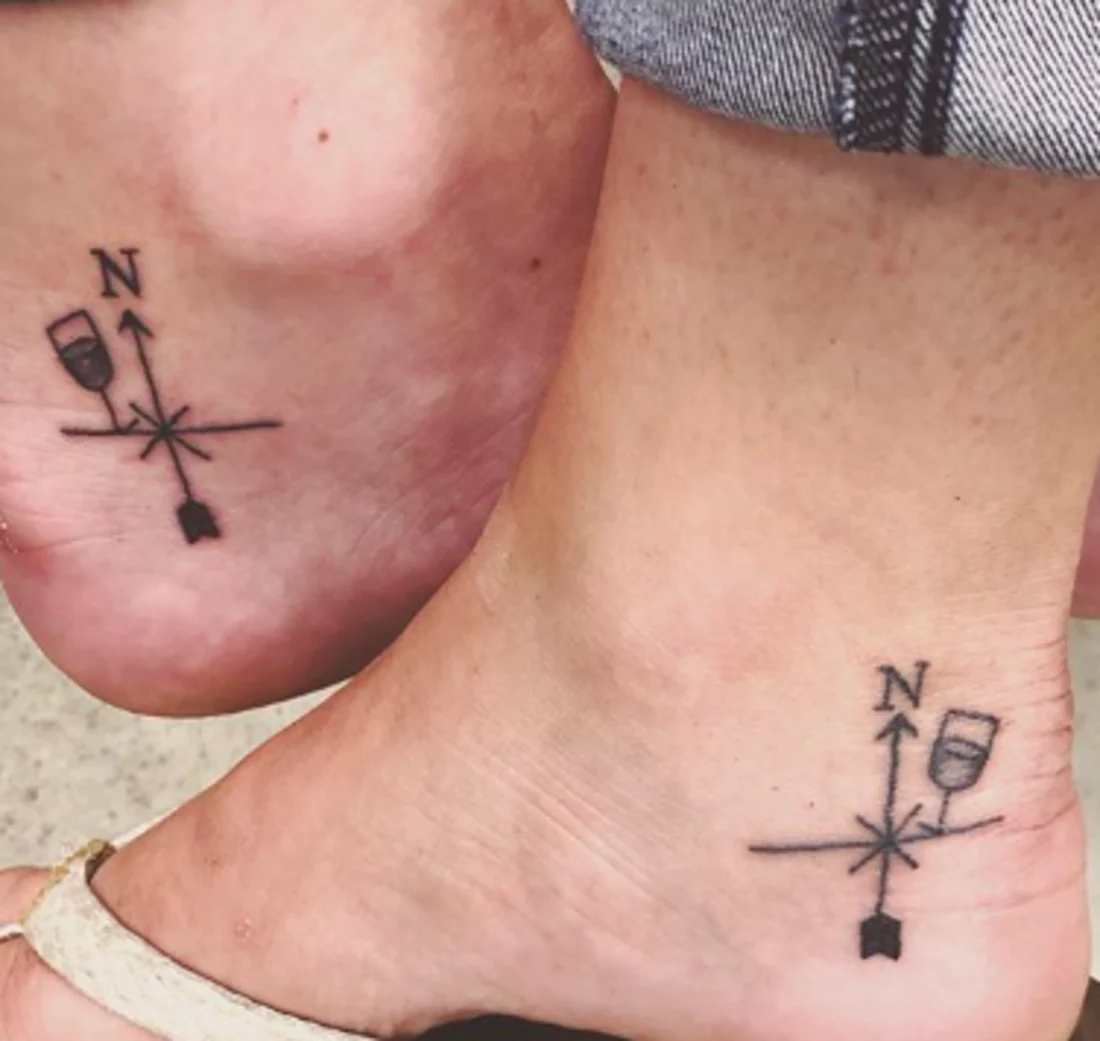 Compass & Wine Tattoos